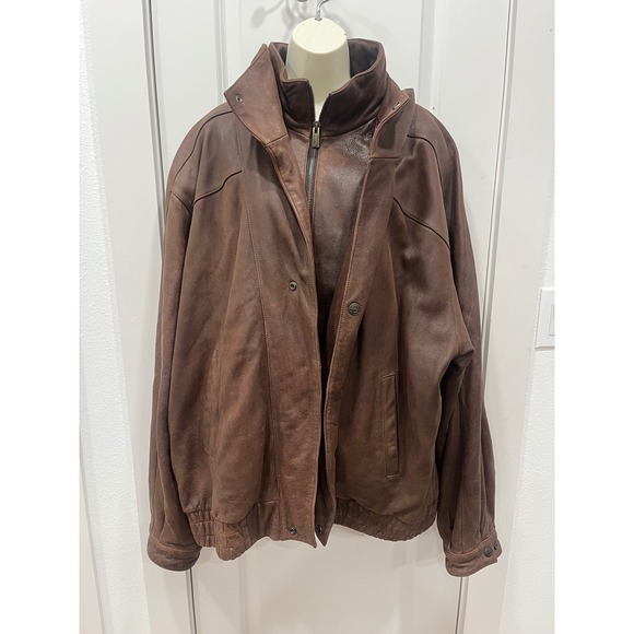 Wilsons Leather Other - Wilsons Leather Men's Brown Genuine Leather Bomber Jacket Full Zip Size XL